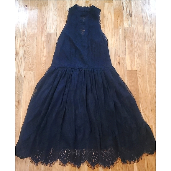 Free People 'Verushka' Lace Mini Dress Size 4 Black - Picture 2 of 13